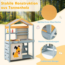 2-IN-1 bahenní kuchyňka dětská venkovní dětská kuchyňka dřevěná s taškou a košíky 75 x 34 x 111 cm vícebarevná