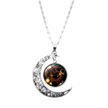 Colar com Pingente de Meia Lua, Signo do Zodíaco, Constelação Welling12, Horóscopo Astrológico
