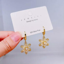 Pendientes colgantes de borla con forma de copo de nieve de cristal RSAMD al por mayor para mujer, joyería navideña - #13