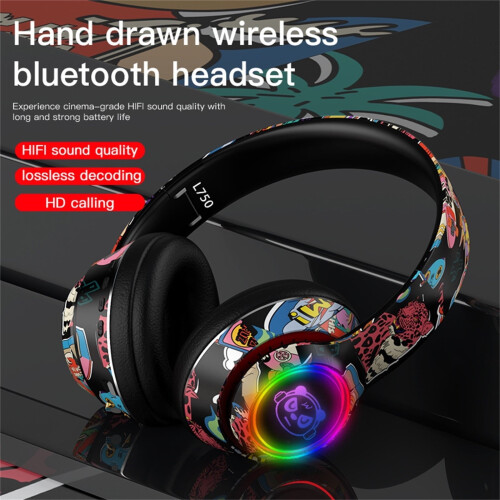Ασύρματα ακουστικά Bluetooth Gaming Livrdious με φώτα LED γκράφιτι, ενσωματωμένο μικρόφωνο, 2