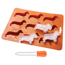 TuseRxln Dachshund Dog Shape Silicone Ice Cube Trays, 1 Piece 9-Piece Dachshund Ice Cube Tray, Dachshund Decoration, Dachshund Gift, Silicone Molds,