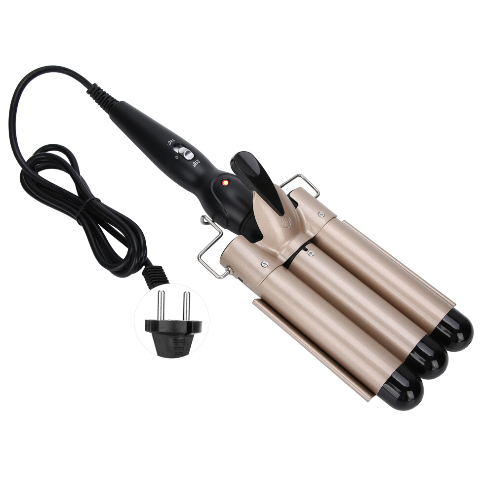 Ceramic Glaze Curling Iron, Negative Ions Emission with Fast Heating PTC Heater for Temperature Adjustable Ceramic Three Barrel Curling Iron, Anti