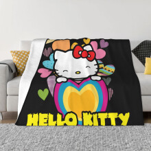 Hello Kitty Decke, Flanell-Fleece-Überwurfdecke, superweich, kuschelig, warm, Plüschbettwäsche für Sofa, Wohnzimmer, Schlafzimmer - 127 x 102 cm
