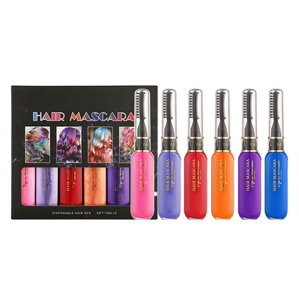 Natural Extracts Hair Coloring Tool, Non Toxic Hair Mascara with Temporary Hair Color and Multiple Colors Options, Washable Rainbow Hair Chalk Comb
