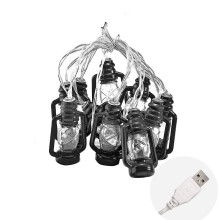 LED-ljusslinga Retro Kinesisk Linne Cylindrisk Ljusrum Innergård Julstämning Dekoration Ljusslinga