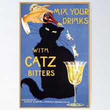 O NOUĂ reclamă vintage fantezistă cu băuturi alcoolice negre pentru bitter Poster