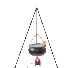 Liquidação! Conjunto de 6 caldeirões grandes de plástico para decoração de Halloween com fogo, mãos e luzes de cordão para quintal, varanda e