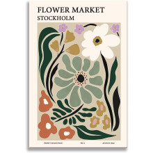 Poster ASPORIC Piața de Flori, Artă murală botanică și florală vintage, Decor colorat pentru sufragerie, dormitor - 40x60 cm, Neînrămat