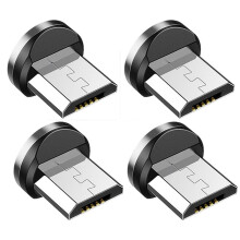 4X Rund Magnetisk Kabelkontakt Telefon Android Magnet Laddare Kontakt -USB Snabbladdningsadapter