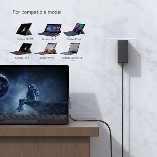 Φορτιστής Surface Go, τροφοδοτικό τοίχου φορτιστή Surface 24W15V1.6A συμβατό με το Microsoft Surface Go 2