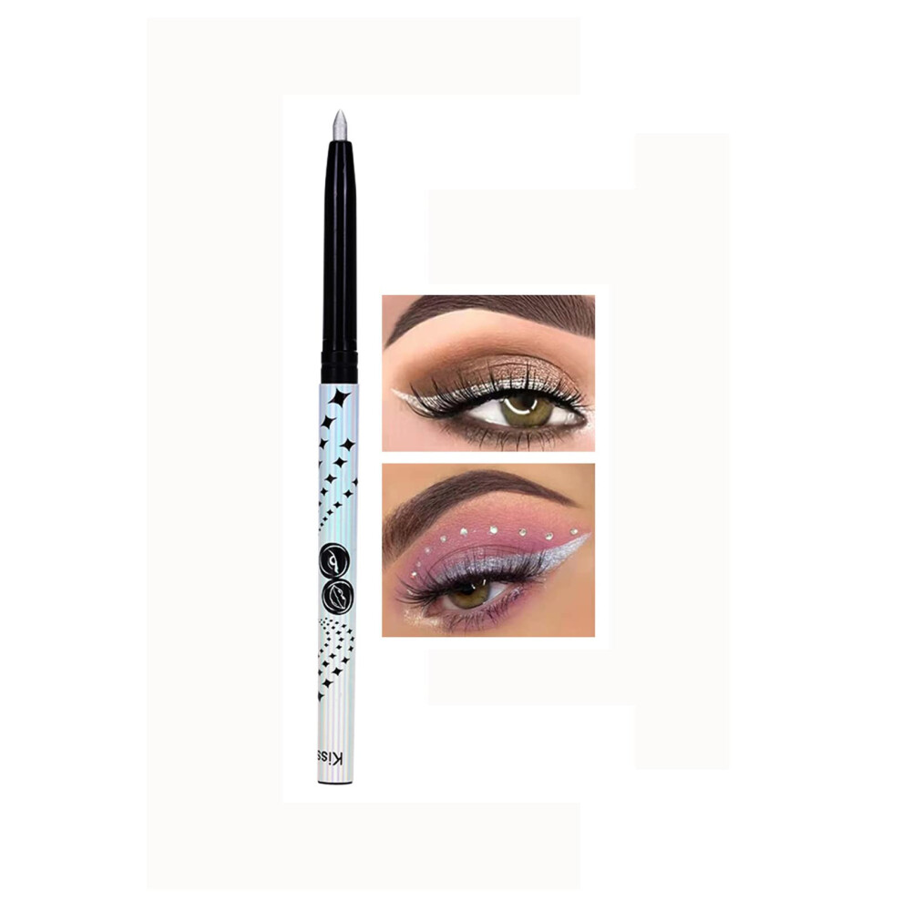 Silver Waterproof Gel Eyeliner Pen For Women, Long Lasting Smudge Proof Pigment Color