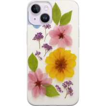 Compatibil cu Apple, compatibil cu iPhone 14, carcasă transparentă cu flori presate