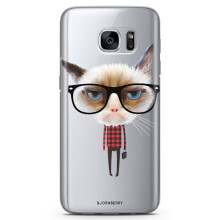 Capa Bjornberry compatível com Samsung Galaxy S7TPU - Gato Hipster