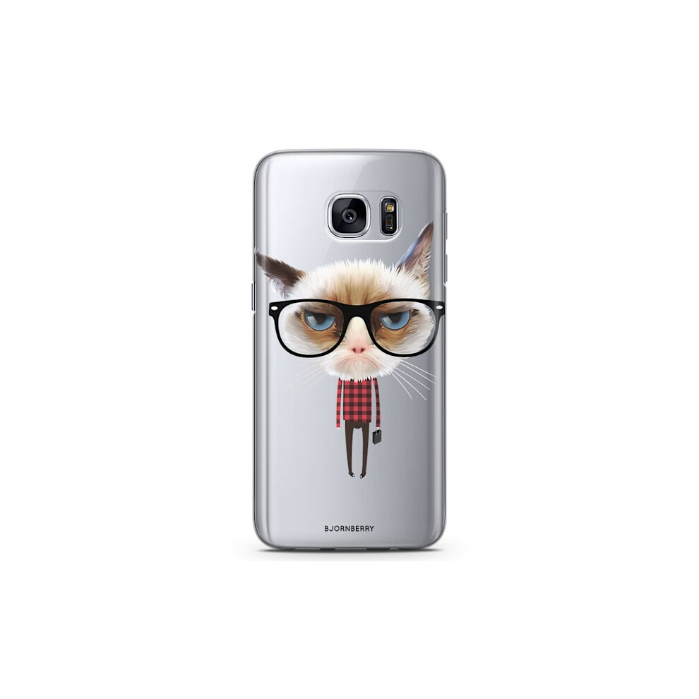 Bjornberry Compatible With Samsung Galaxy S7 Tpu Case - Hipster Cat 9448196929636