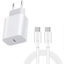 Kompatibel mit Samsung Schnellladegerät, 20-W-USB-C-Netzteil + 3 m USB-C-zu-USB-C-Kabel, 6 A – Weiß