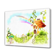 Pôster decorativo em tela com fundo de desenho animado fofo da natureza, ideal para sala de estar e quarto. Emoldurado, 30x45cm (12x18 polegadas).