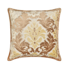 Dekorative guld- og beige 62,5 x 62,5 cm fløjlsdamaskpuder, victoriansk stil til sofa - Agatha