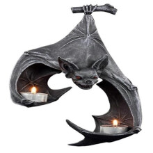 Portacandele a forma di pipistrello per Halloween, in resina, da appendere in giardino, scultura, artigianato, portacandele per patio