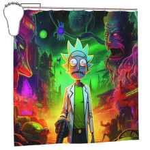 Rick & Morty -suihkuverho 72x72 tuumaa vedenpitävä, homeenkestävä, yksityisyyttä suojaava kylpyhuoneen hienopainatus
