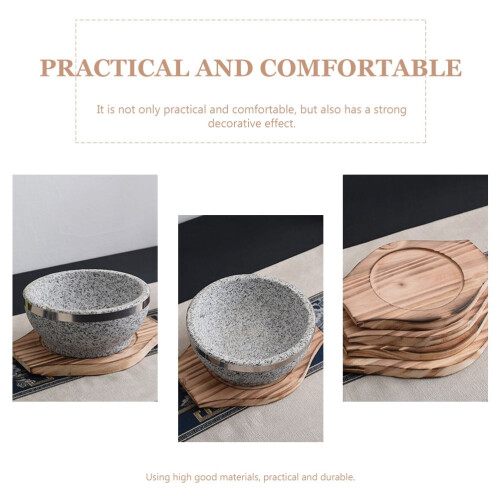 Δίσκος με βάση από ξύλο Yongwei Korean Dolsot Stone Bowl για μαγείρεμα σούπας και φαγητού 2