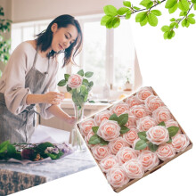 Miayilima 25 künstliche Rosen mit Stielen, weiße Champagner-Schaumblumen für DIY-Brautsträuße, Tischdekoration, Heimdekoration und Brautgeschenke