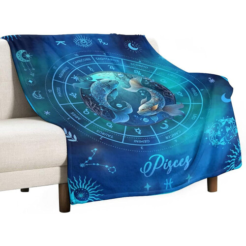 Κουβέρτα δώρου Pisces, ριχτάρι ζώδιο φανέλας 40"x30", συμβατό με τους λάτρεις των ταρώ - 1