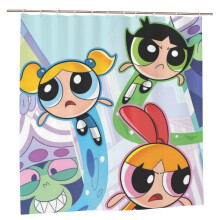 Powerpuff Girls Duschvorhang, Verdunkelung, wasserdicht, schimmelresistent, Sichtschutz, Patchwork-Kunstdruck, 152 x 183 cm