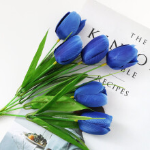 Xubond kunstbloemen voor buiten, 6 bloemen met vorkvormige kunstkoppen, 6 kunstzijden bloemen, 1 stuk blauwe kunstbloemen voor huisdecoratie