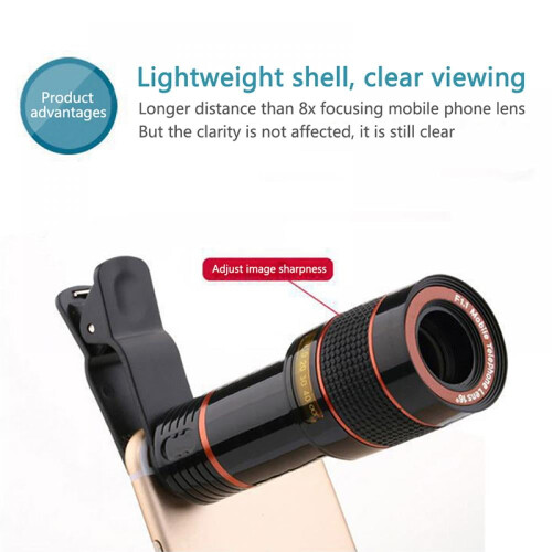 Lente para câmera de celular, lente teleobjetiva 12x, lente de encaixe compatível com iPhone, Samsung Pixel e Android. 2