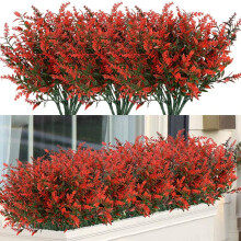 Zukuco8Bundles Flores artificiales de lavanda para exteriores, arbustos resistentes a los rayos UV, follaje artificial de plástico para decoración