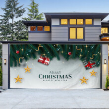 WinysinChristmas Outdoor Garage Door Wandtapijt Stof Feestdecoratie Achtergronddoek Bijpassend Hangdoek Diverse Maten