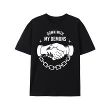 DOWN WITH MY DEMONS Maglietta da uomo con stampa grafica di una stretta di mano, maglietta casual e comoda per l'estate, top da indossare tutti i