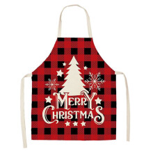Weihnachtsschürze, kariert, verstellbar, rot-weiß kariert, ideal für Weihnachtsfeiern, Kochen, Backen und mehr.