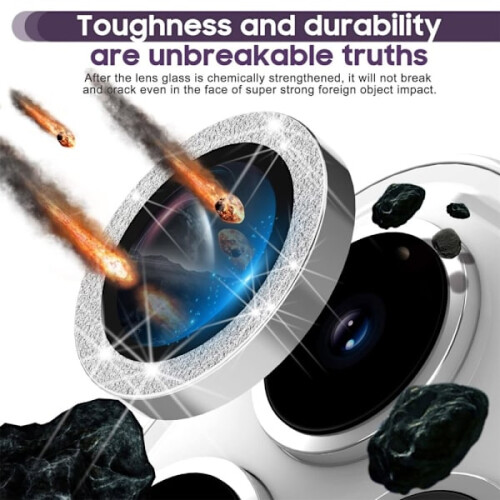 Camera lens for compatible with iPhone 15 Pro / 15 Pro Max Glitter Silver 2