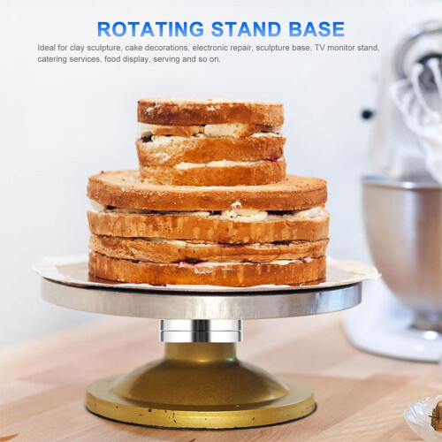 Turntable Base Heavy Duty 2 Tier Cake Stand Pcs Aluminum Alloy Double Layer Display Shelf Workbench 2
