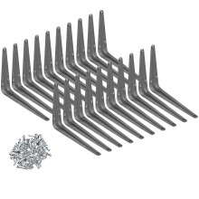 Wideskall Lot de 20 équerres d'angle métalliques grises pour étagère murale 10" x 12"