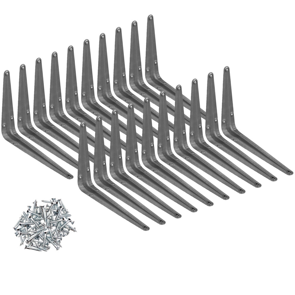 Wideskall 20 Pcs Metal 10" X 12" Inch Wall Corner Angle Shelving Shelf Brackets Gray 9448196929834