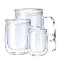 3 Pcs of 250-450ML Heat- Double-Layer Tea Cup Beer Coffee Handmade Cold Drink Transparent Drinking Set