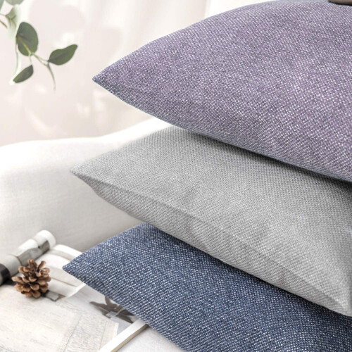 Phantoscope Single Button Cotton Blend Series Decorative Throw Pillow, 22" x 22", Light Grey, 2 Pack 2