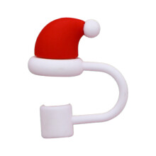Cute Silicone Christmas Straw Cap Cover, 0.4" Diameter, Splash Proof Reusable Water Bottle Straw Cover