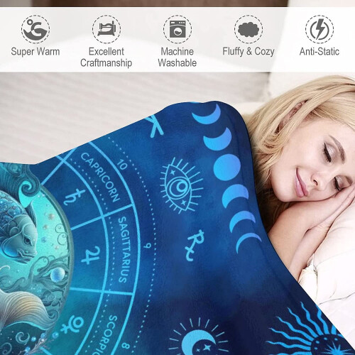 Κουβέρτα δώρου Pisces, ριχτάρι ζώδιο φανέλας 40"x30", συμβατό με τους λάτρεις των ταρώ - 2