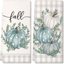 Lot de 2 torchons d'automne, torchons à vaisselle en microfibre, torchons de cuisine, torchons de saison, décorations automnales pour Thanksgiving