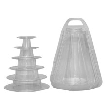 Présentoir à macarons rond à 6 étages avec couvercle transparent, idéal pour la présentation de gâteaux, cupcakes et desserts lors de mariages