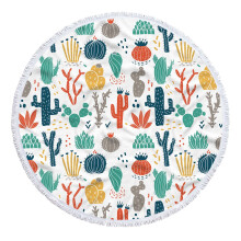 Ycolew ronde microvezel strandhanddoek, Hawaii tropische cactusdeken, zandvrije sneldrogende mat met kwastjes, extra grote zandbestendige handdoek
