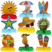 9 stk. sommer honningkage ornamenter boligindretning gaver papir bord bordplade Hawaii pool fest banket