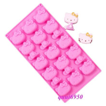 Molde de silicona rosa Hello Kitty para chocolate y fondant, ideal para hornear pasteles y postres.