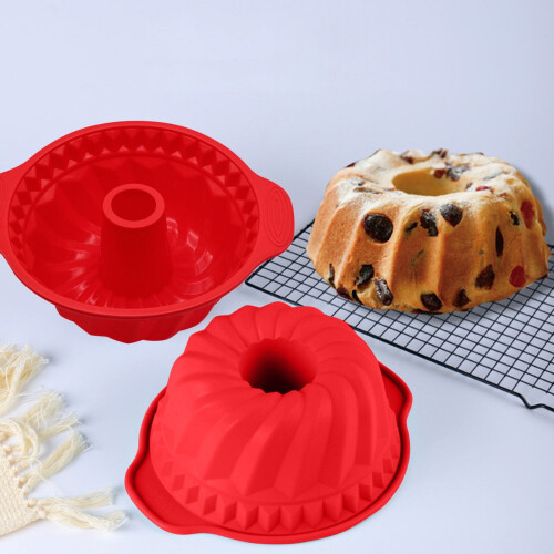 Forma de silicone oca em espiral de 25 cm (10 polegadas), compatível com forma de aço inoxidável de 23 x 33 cm (9 x 13 polegadas), ideal para 1