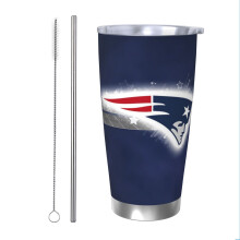 Patriots Football Theme304 Θερμός από ανοξείδωτο ατσάλι 20oz με καπάκι και καλαμάκι, συμβατό με