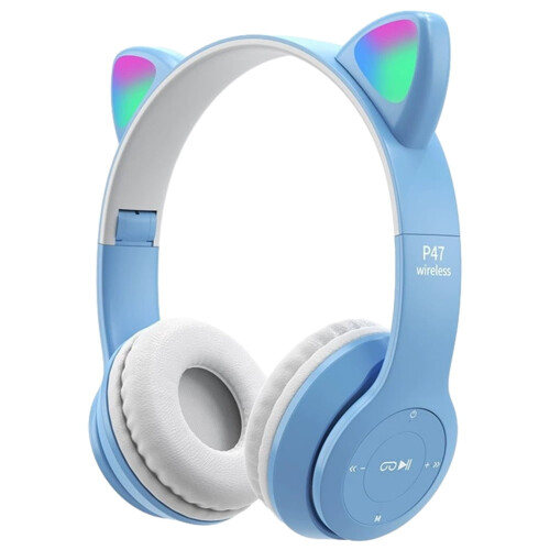 Ασύρματα ακουστικά BOFEER Cat Ears Flash Light, φωνητικός έλεγχος Bluetooth, συμβατά με ροζ