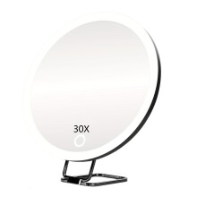 Miroir grossissant Joyfeel 10/20/30X avec lumière LED et pince à épiler, rotatif à 360, portable, fixable au mur, miroir de maquillage de